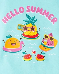 Baby And Toddler Girls Hello Summer Fruit Snug Fit Cotton Pajamas