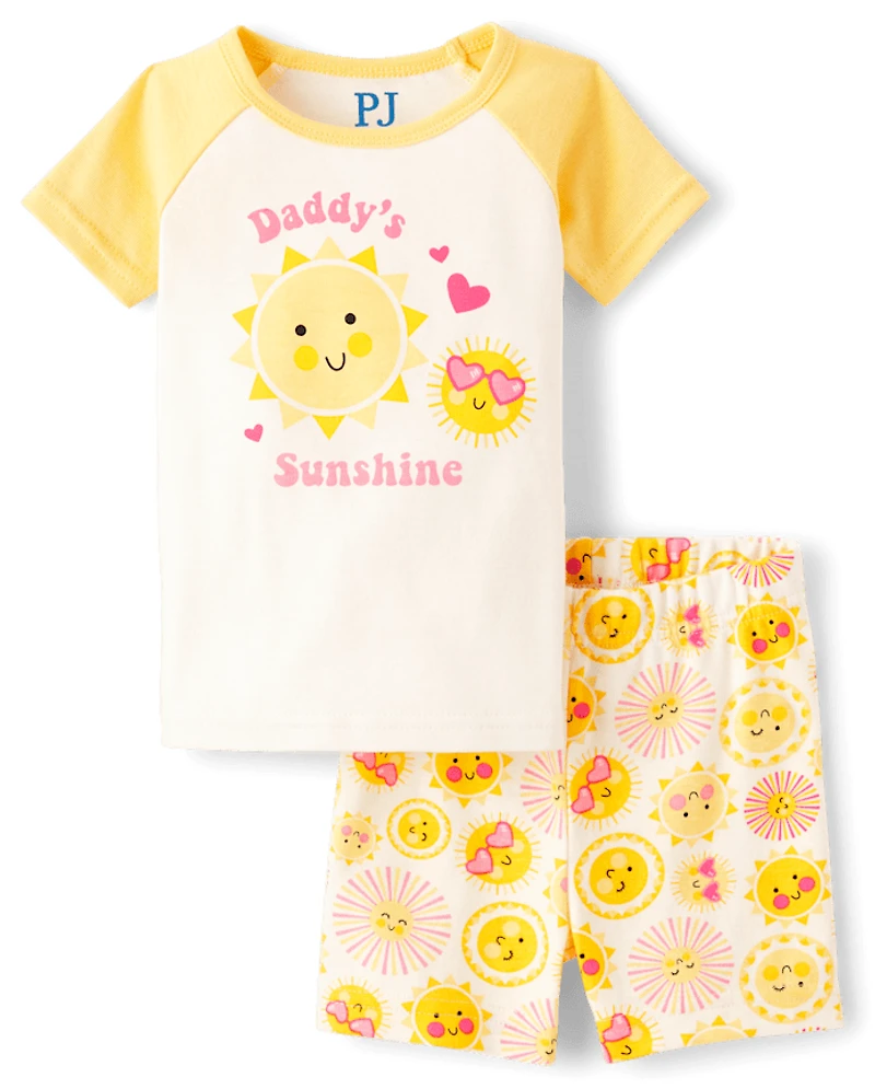 Baby And Toddler Girls Daddy's Sunshine Snug Fit Cotton Pajamas