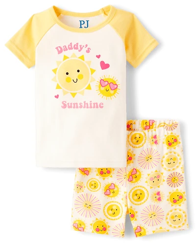 Baby And Toddler Girls Daddy's Sunshine Snug Fit Cotton Pajamas