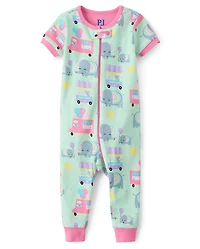 Baby And Toddler Girls Elephant Snug Fit Cotton One Piece Pajamas