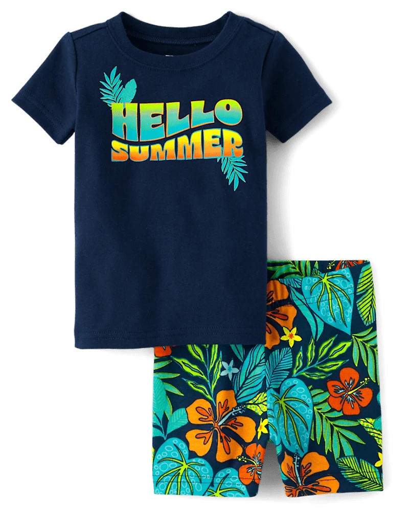 Baby And Toddler Boys Hello Summer Snug Fit Cotton Pajamas
