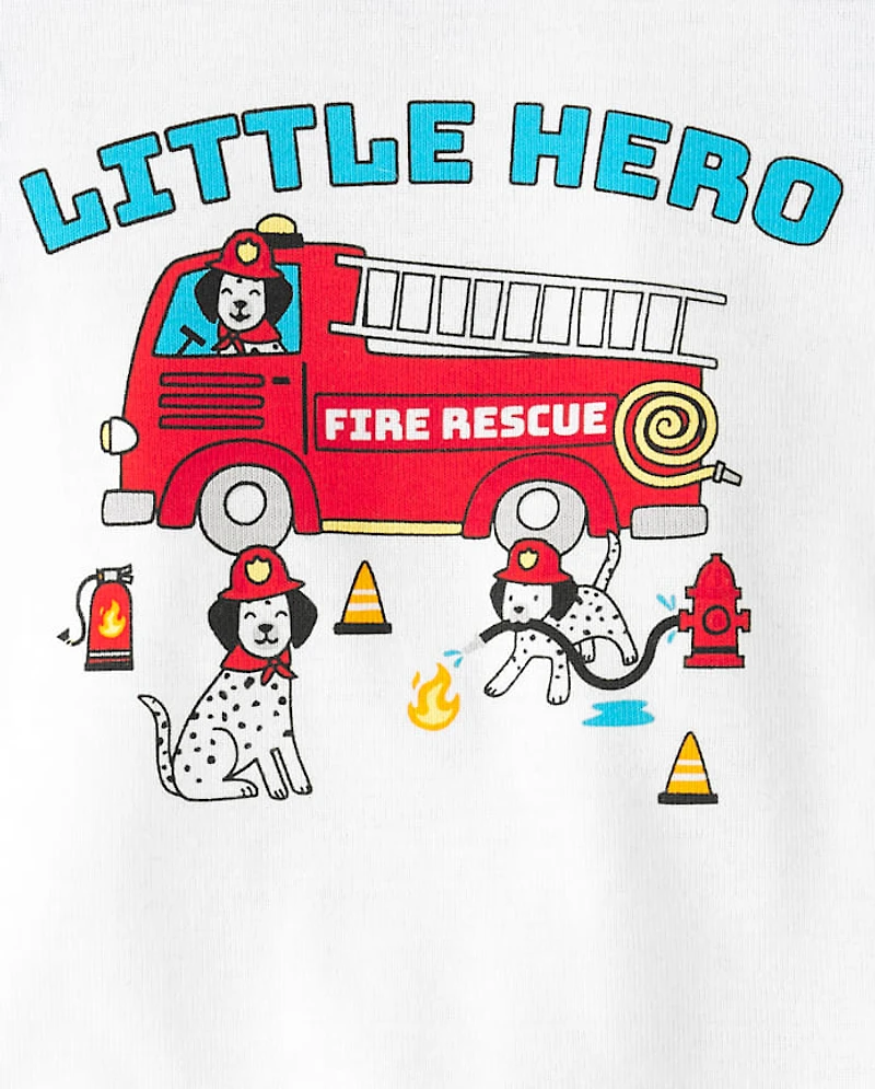 Baby And Toddler Boys Fire Truck Snug Fit Cotton Pajamas