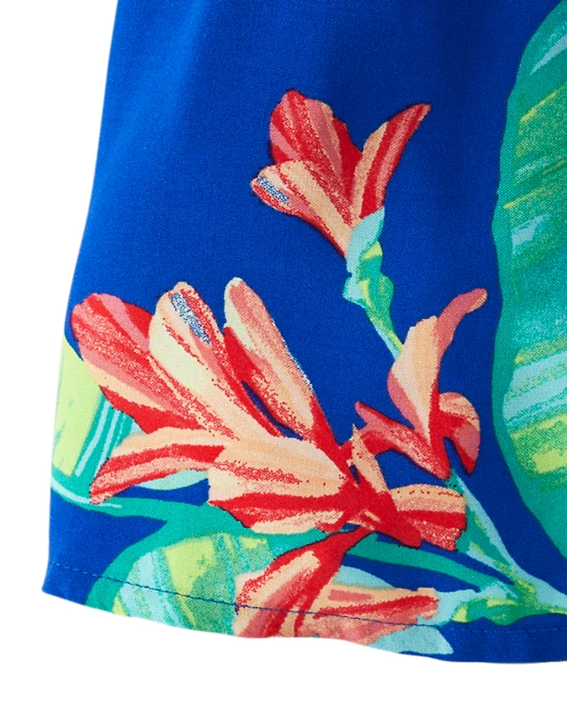 Baby Girls Matching Family Tropical Ruffle Swing Dress