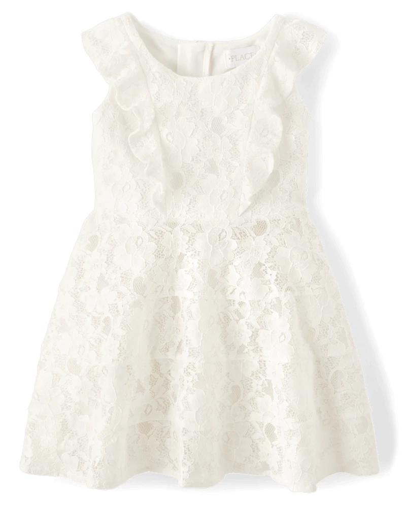 Robe à volants en dentelle pour fille