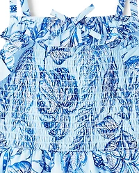 Girls Matching Family Tropical Smocked Tiered Dress