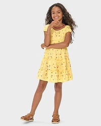 Girls Floral Smocked Tiered Dress