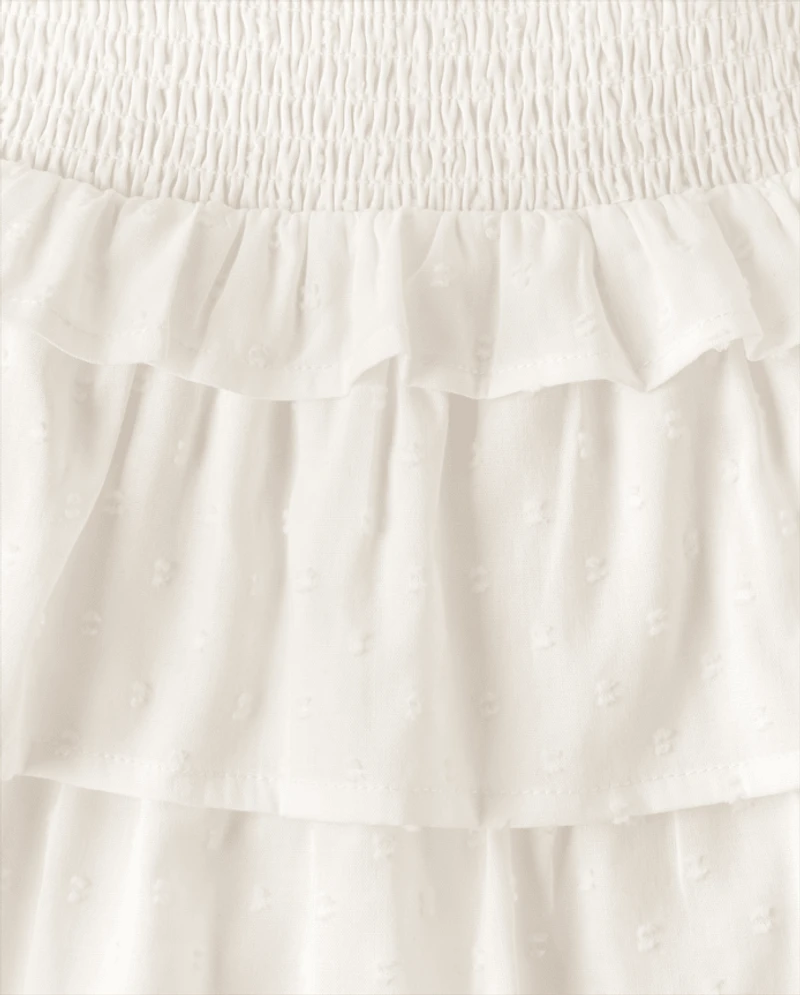 Girls Smocked Tiered Skirt