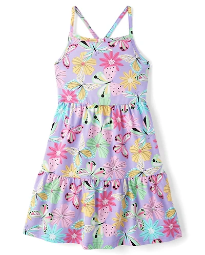 Girls Butterfly Tiered Dress