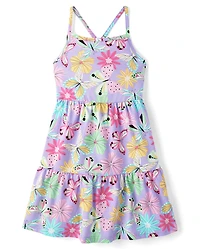 Girls Butterfly Tiered Dress