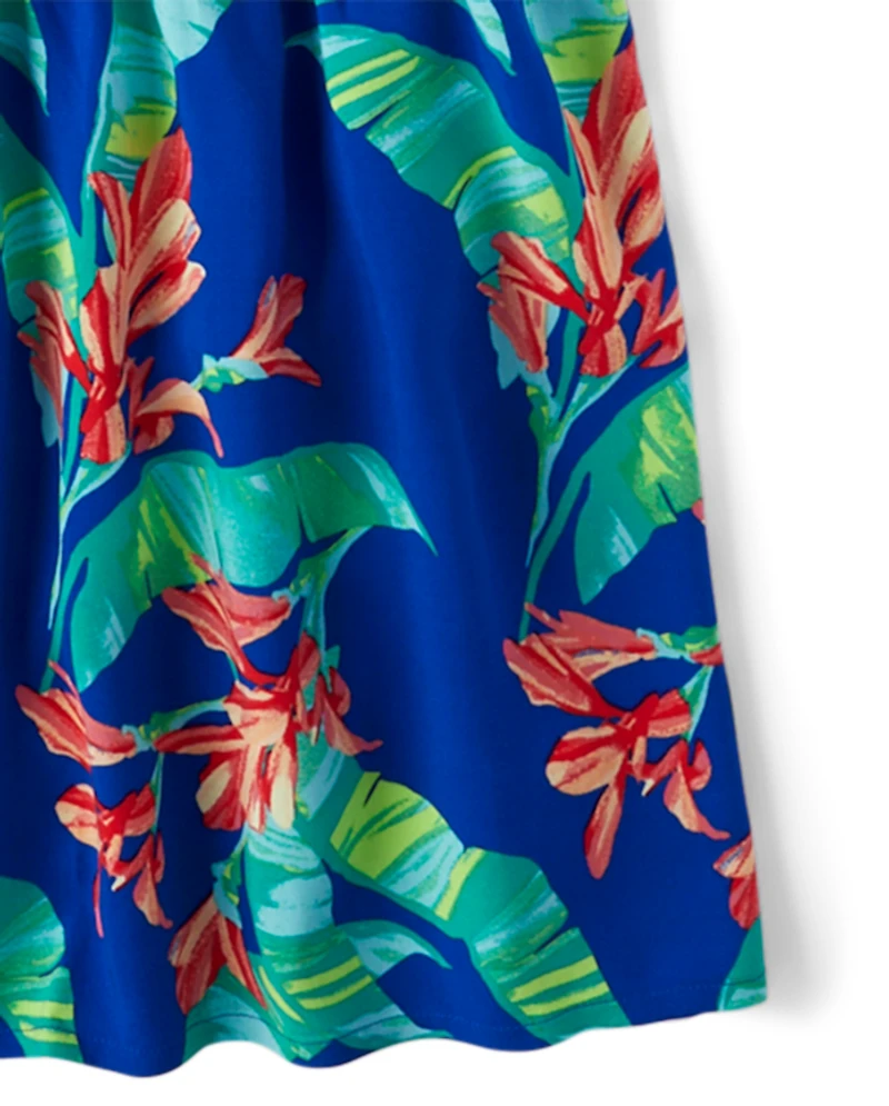 Womens Matching Family Tropical Tiered Dress