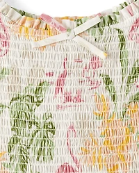 Womens Matching Family Tropical Midi Tiered Dress