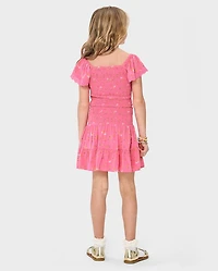 Girls Floral Smocked 2-Piece Outfit Set