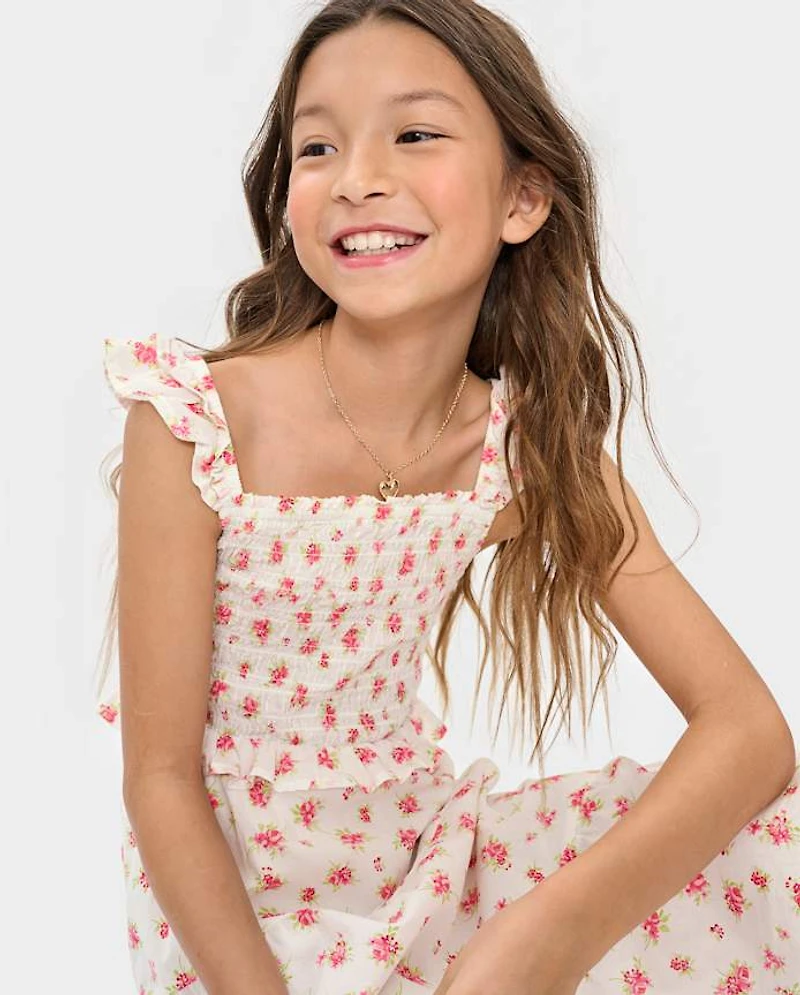 Girls Floral Tiered 2-Piece Outfit Set