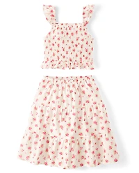 Girls Floral Tiered 2-Piece Outfit Set
