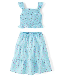 Girls Floral Tiered 2-Piece Outfit Set