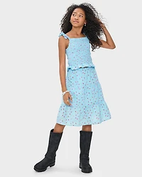 Girls Floral Tiered 2-Piece Outfit Set