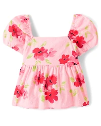Girls Floral Clip Dot Tie Back Top