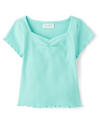 Girls Print Ribbed Cropped Baby Tee