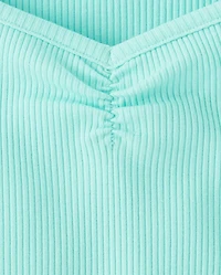 Girls Print Ribbed Cropped Baby Tee