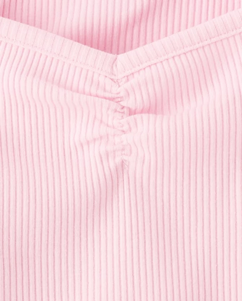 Girls Print Ribbed Cropped Baby Tee