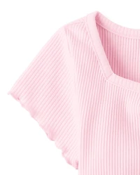 Girls Print Ribbed Cropped Baby Tee