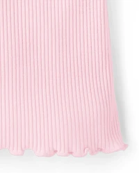 T-shirt court côtelé imprimé pour bébé fille