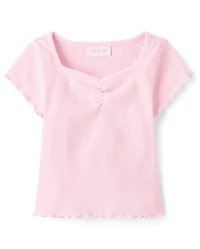 Girls Print Ribbed Cropped Baby Tee