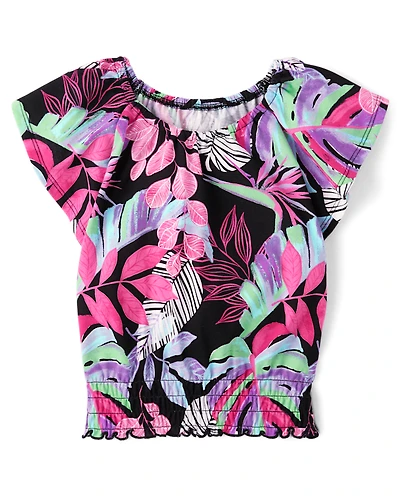Girls Print Smocked Top