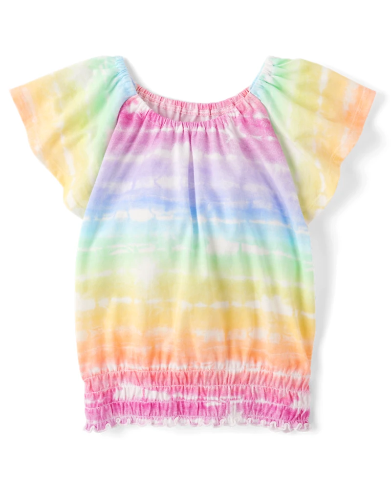 Girls Print Smocked Top