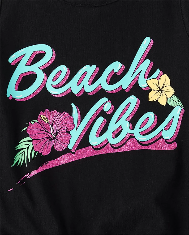 Girls Graphic Tie Front Tank Top