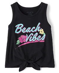 Girls Graphic Tie Front Tank Top