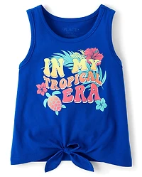 Girls Graphic Tie Front Tank Top