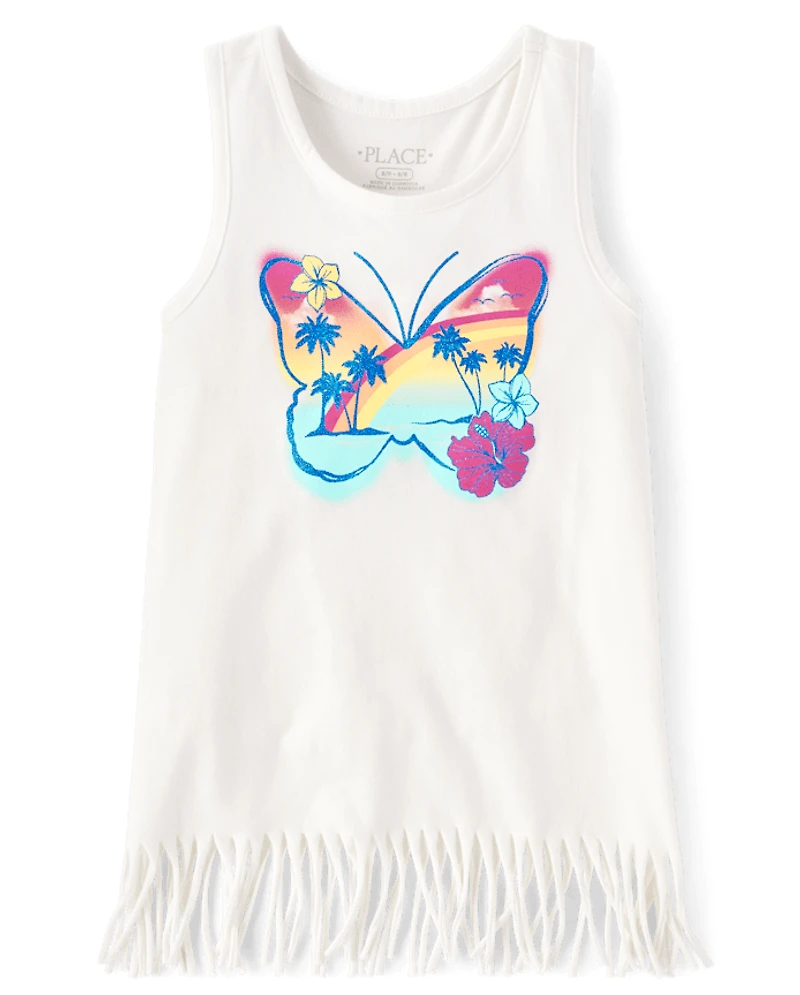 Girls Graphic Fringe Tank Top
