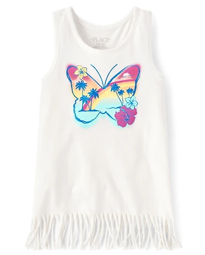 Girls Graphic Fringe Tank Top