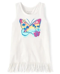 Girls Graphic Fringe Tank Top