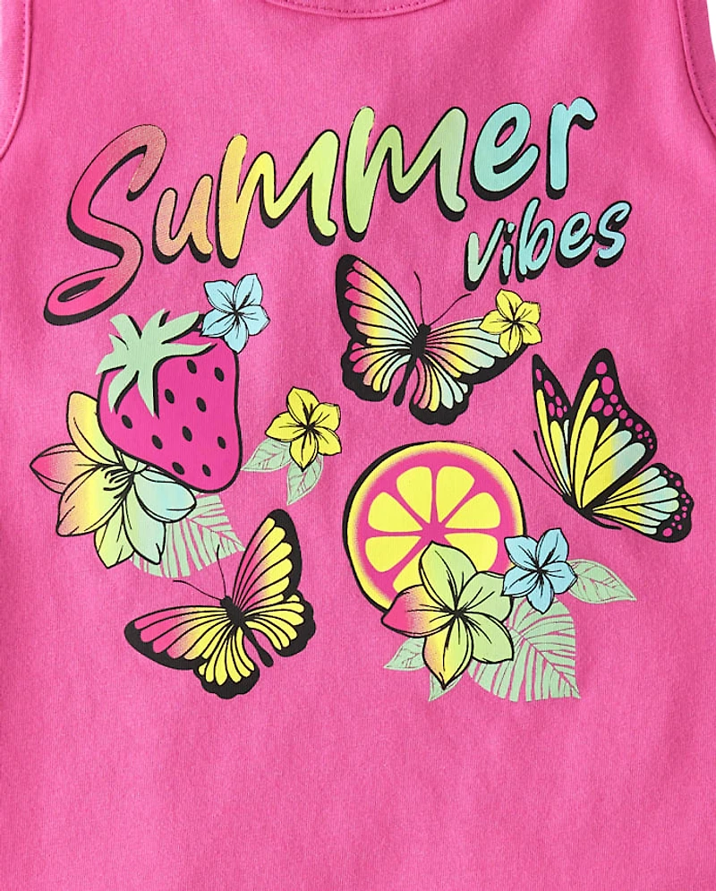 Girls Summer Vibes Fringe Tank Top 4-Pack