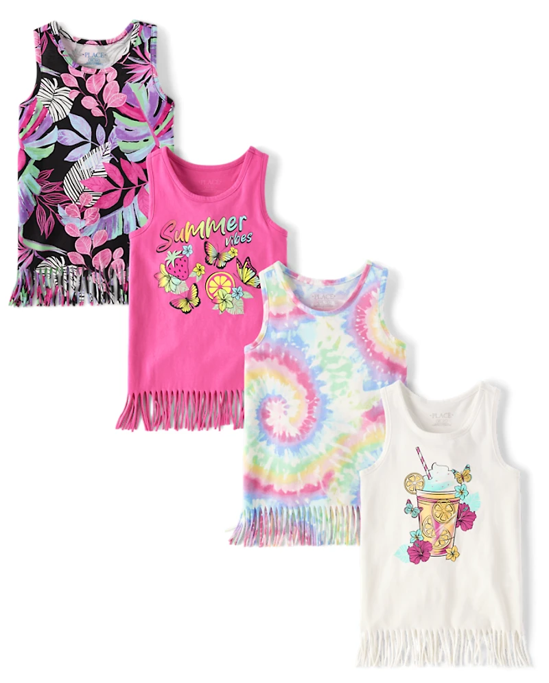 Lot de 4 débardeurs à franges Summer Vibes pour filles