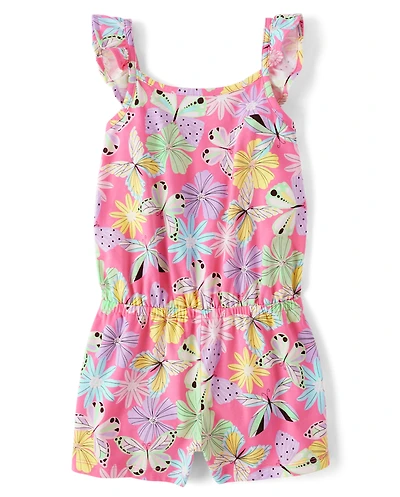 Girls Print Flutter Romper