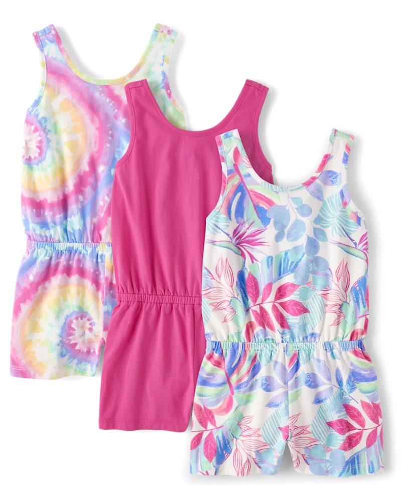 Girls Print Romper 3-Pack
