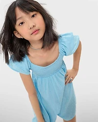 Girls Smocked Clip Dot Romper