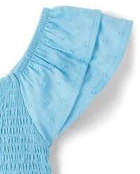 Girls Smocked Clip Dot Romper