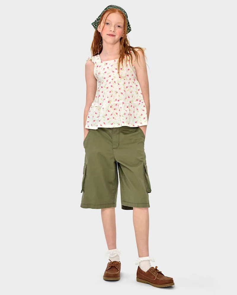 Girls Floral Tiered Tank Top