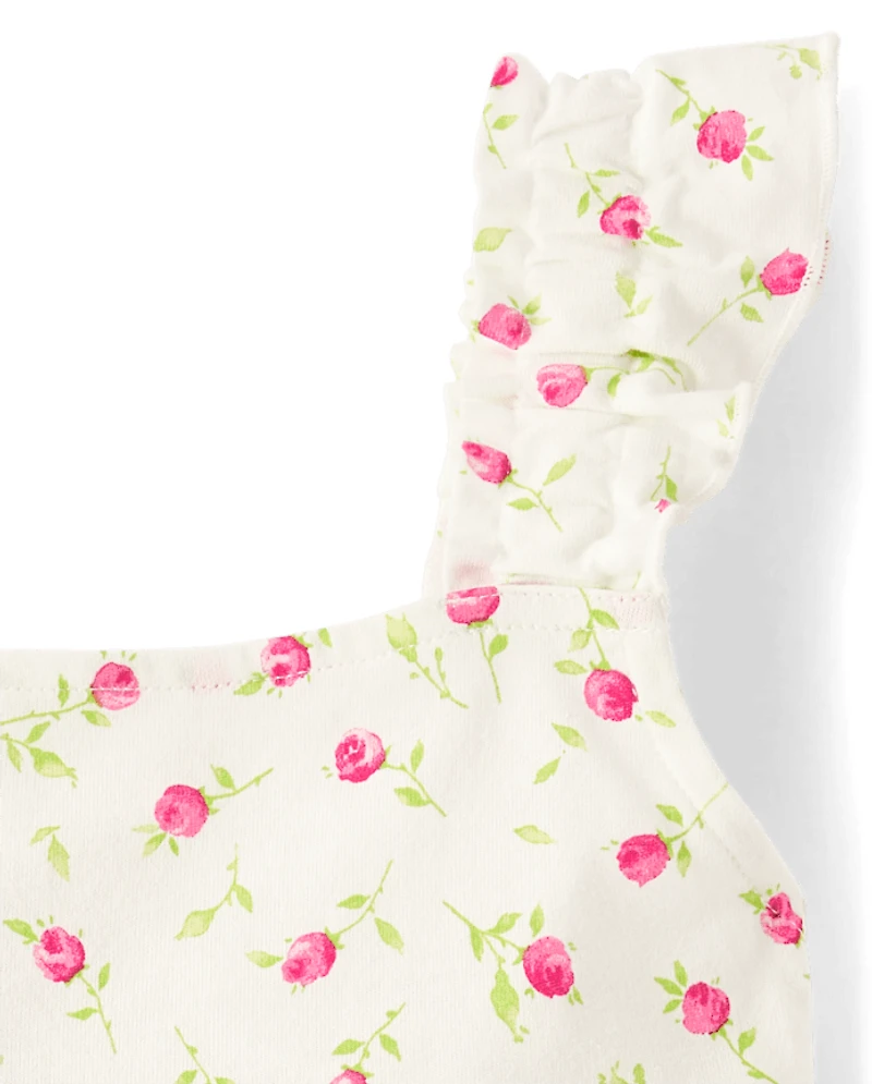 Girls Floral Tiered Tank Top