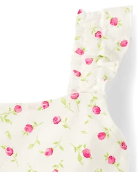Girls Floral Tiered Tank Top