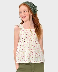 Girls Floral Tiered Tank Top