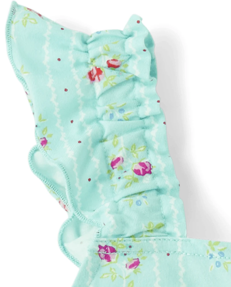 Débardeur fleuri à volants pour fille