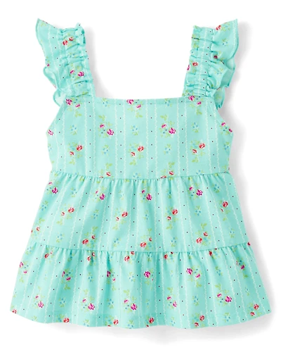 Girls Floral Tiered Tank Top