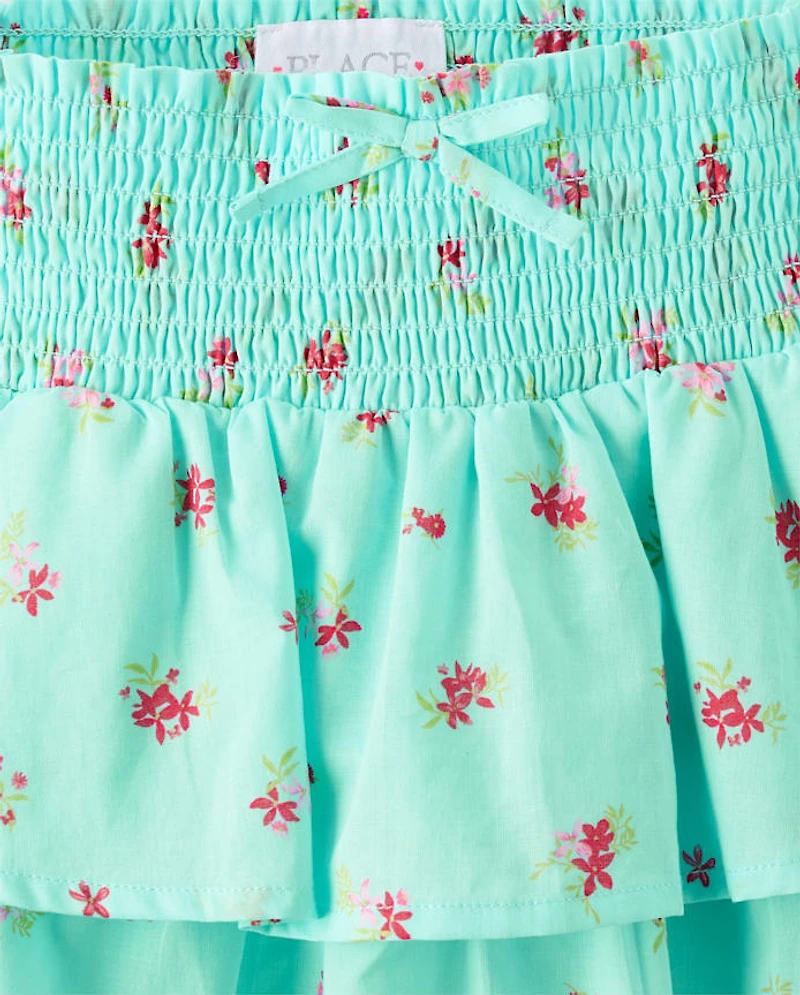 Girls Smocked Tiered Skirt