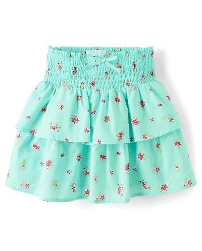 Girls Smocked Tiered Skirt