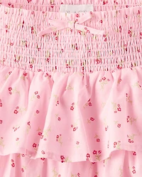 Girls Smocked Tiered Skirt